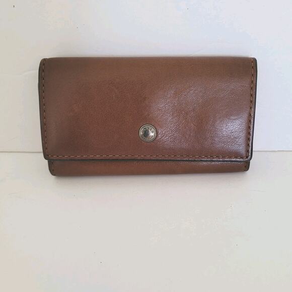 Coach Handbags - Coach Wallet Key Case Trifold Holder Solid Brown Geniue Smooth Leather Classic